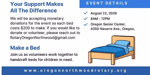 Help Us Build A Bed! By Rotary & Kiwanis