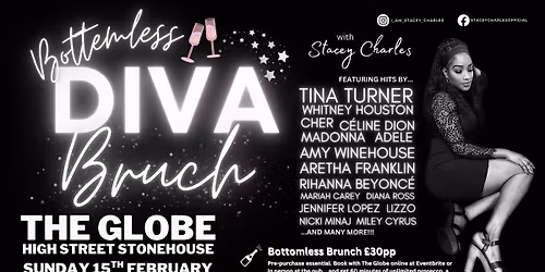 DIVA Brunch with Stacey Charles at The Globe (Stonehouse) - Sunday 15th February 3pm