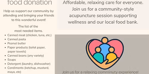 Community Acupuncture & WARM Holiday Fundraiser\/Food Drive