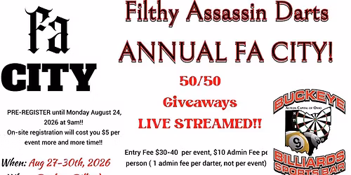 Filthy Assassin Darts\nANNUAL FA CITY!