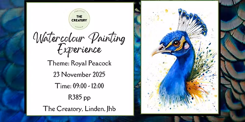 Watercolour Painting Experience: Royal Peacock