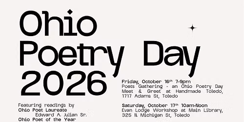 Ohio Poetry Day 2026 -- October 17, 10 am-4pm