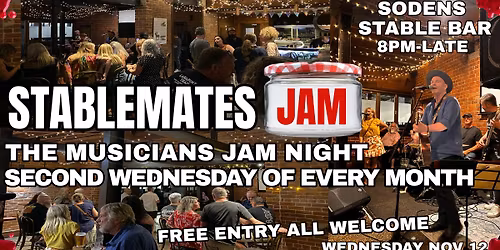 Stablemates JAM night in the stable bar Wednesday Nov 12!