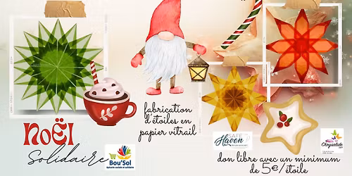 Atelier de No\u00ebl solidaire - Etoile pli\u00e9e en papier vitrail