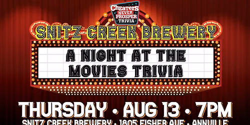 A Night at the Movies Trivia at Snitz Creek Brewery - Annville