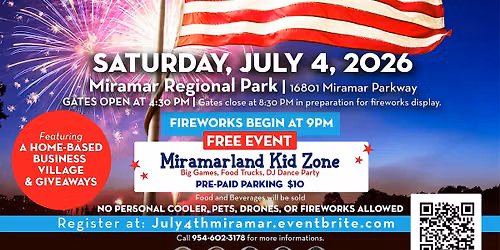 4th of July Celebration and Fireworks Display at Miramar Regional Park!
