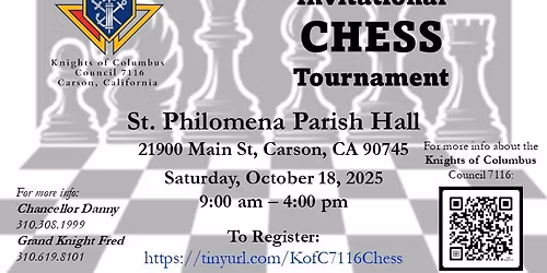 1st Knights of Columbus Council 7116  Invitational CHESS Tournament