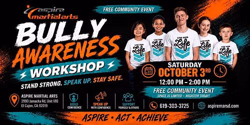 FREE Bully Awareness Workshop | Stand Strong. Speak Up. Stay Safe.