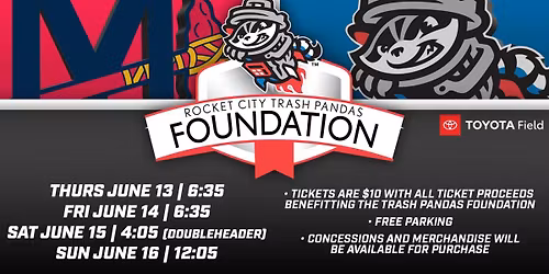 Rocket City Trash Pandas vs. Birmingham Barons