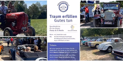 Tempelsee Classic - Oldtimer Show mit Spendenfahrten f\u00fcr das Offenbacher Hospiz Fanny de la Roche