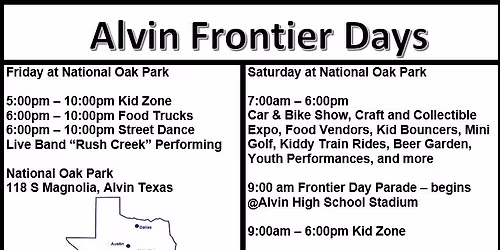 Frontier Day 52nd Annual Event hosted by Alvin Rotary Club