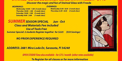 +BEGINNER Stained Glass Class with Freeda - $140 Jun-Sep 2025