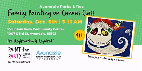 Family Santa Jack Painting On Canvas Class