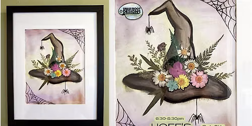 Framed Pressed Flower Witch Hat | Paint + Sip at HOFF'S