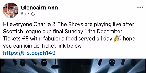 Charlie & the Bhoys playing live after Scottish League Cup Final