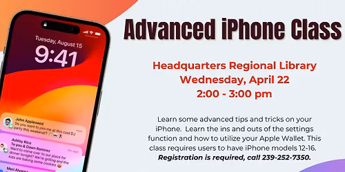 Advanced iPhone Class at Headquarters Regional Library