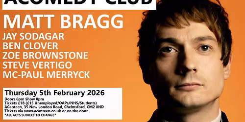 AComedy Club Chelmsford Thursday 5th Feb 2026