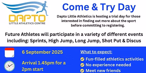 Come and Try Athletics at Dapto LAC