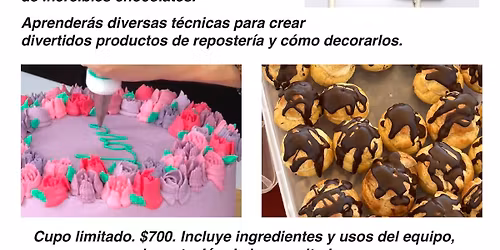 Clase de horneado, decoraci\u00f3n de pasteles y chocolate con Lorena Johnson y chef Yvonne