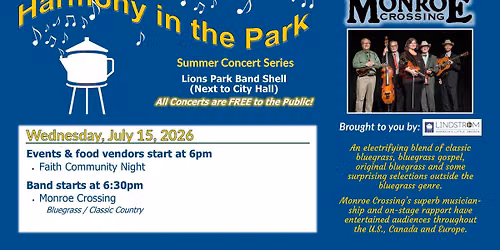 Harmony in the Park- Monroe Crossing & Faith Community Night