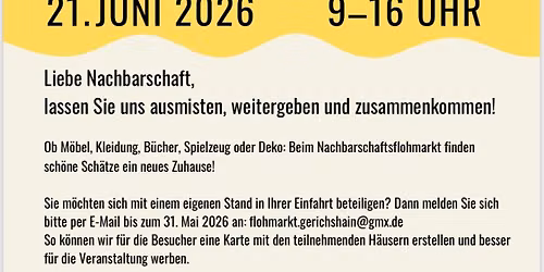 Flohmarkt in Gerichshain - Verkauf an verschiedenen H\u00e4usern