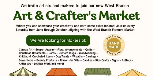 Additional Artists are invited to join our Arts and Crafters Market!