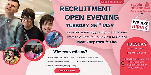 St John of God Recruitment Evening Tuesday 26th May 2026