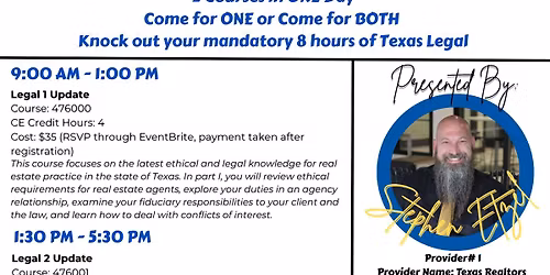 CE Course: TREC Legal 1 Update & Legal 2 Update