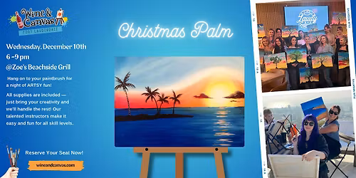 Beachside Sip and Paint \u2013 Christmas Palm Tree