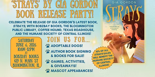 'Strays' Book Release Party with Local Author Gia Gordon at Bobzbay Books!
