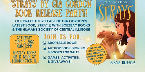 'Strays' Book Release Party with Local Author Gia Gordon at Bobzbay Books!