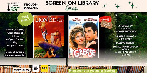 Screen On Library Green - Outdoor Movie Night in Enfield Town!