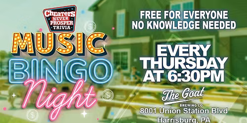 Weekly Music Bingo at The Goat - Harrisburg