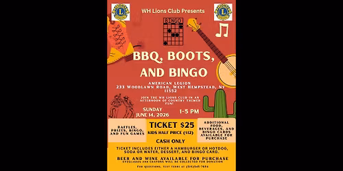 WH Lions Club BBQ, Boots, & Bingo!