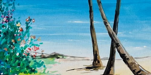 Paint a palm tree beach at ASK Italian in Brighton
