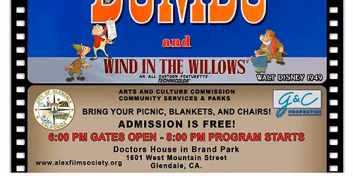 Classic Films Under the Stars - "Dumbo" (1941) "Wind in the Willows" (1949)