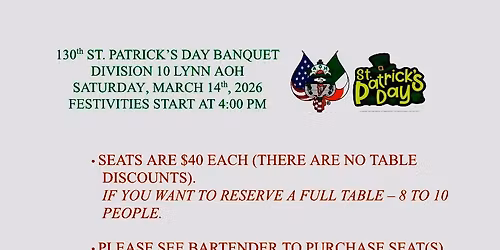 St. Patrick\u2019s Day Banquet