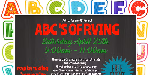 4th Annual ABC's of RVing with JT!
