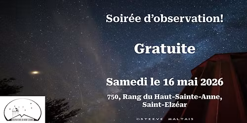 Soir\u00e9e d'observation astronomique publique du 16 mai