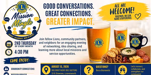 Leavenworth Lions Mission Mingle @ Big Brothers Big Sisters 