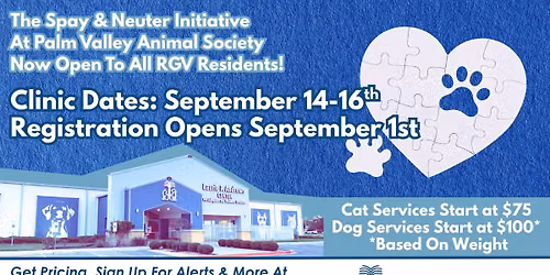 The Spay & Neuter Initiative at PVAS Laurie Andrews Center, September 14-16th!\ud83d\udc3e\ud83e\ude7a