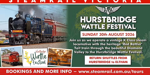 Hurstbridge Wattle Festival Shuttles - Sunday 30 August 2026