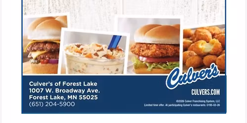 Eat for our cause @ Culver\u2019s 