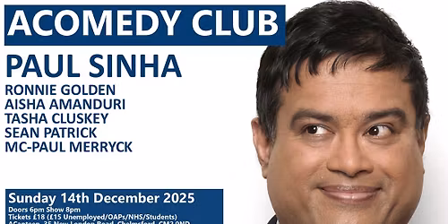 AComedy Club Chelmsford 14th December 2025