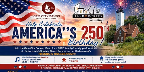 Gem City Concert Band performs at Harborcreek's 250th Birthday Celebration at Shade Beach