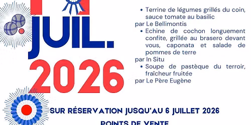 Repas R\u00e9publicain du 14 juillet 2026 : r\u00e9servez votre place !