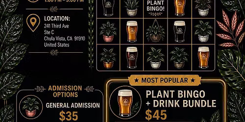 Plant Bingo - Brewjeria Taproom Chula Vista (JULY)