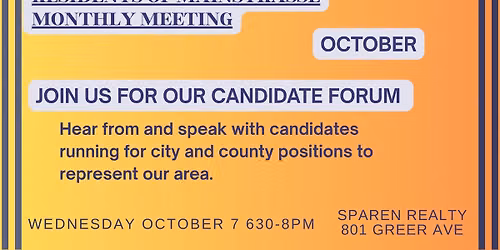October (*Earlier Start Time!) Mainstrasse Monthly Meeting\/Discussion (ROMA)