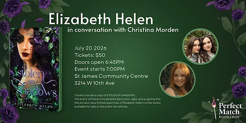 Elizabeth Helen in Conversation & Stolen by Shadows Release Celebration