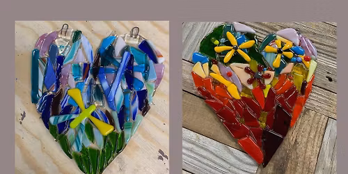 Fused Glass Heart Suncatchers